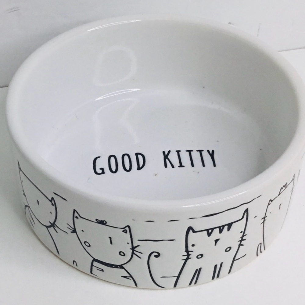 Kitten Cat Bowl White With GOOD KITTY Inside 4.5” Wide 1.75” Deep